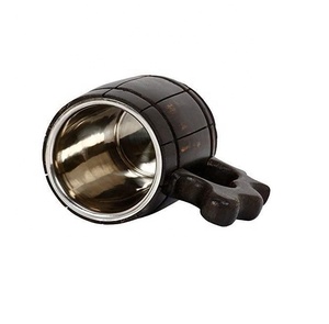 Chope à bière 100% naturelle en bois et en acier avec poignée en laiton, chope en bois, chope à bière pour la maison, l'hôtel et le restaurant - Product Image 6