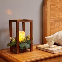 Lámpara de Mesa LANJO de Madera Maciza Marrón Hecha a Mano para Bodas, San Valentín, Acción de Gracias, Centro de Mesa Retro Estilo Granja con Forma de Columna para el Hogar