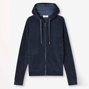 Conjunto de Sudadera con Capucha y Cremallera de Forro Polar Azul Marino para Hombre, Corte Regular, Ropa Casual de Otoño - Product Image 2