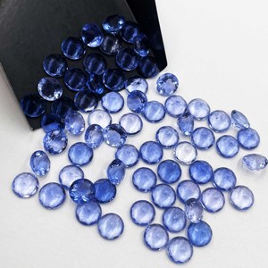 Lote de Gemas Sueltas de Fluorita Natural, Corte Redondo Facetado de 8-12 mm, Piedra de Fluorita Azul Pleocroica para la Fabricación de Joyas - Product Image 5