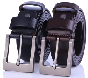 Ceintures de luxe personnalisées, ceinture classique vintage à boucle à ardillon en cuir de vachette véritable du Pakistan, ceinture décontractée confortable et simple pour jeans - Product Image 1