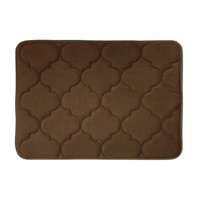 Tapis de bain rectangulaire moderne à motif géométrique marron, antidérapant, en microfibre, design touffeté pour usage domestique