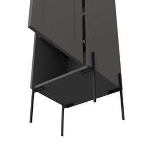 Mobiletto in lino da 70,8 pollici con 1 anta e 4 ripiani, mobile da bagno grigio opaco - Product Image 6