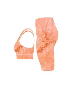 Ensemble de yoga sans couture pour femmes, respirant, antibactérien, séchage rapide, avec soutien-gorge de sport et short taille moyenne, coussinets de poitrine intégrés, vente en gros personnalisée - Product Image 2