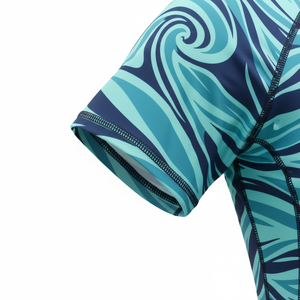 Men's Full Sleeve Rash Guard Sublimation Print Quick Dry <b>Coral</b> Swim <b>Top</b> Wave Pattern Adult Sport Shirt UPF50+ - Product Image 4