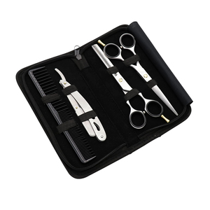 Juego de Tijeras de Barbero Profesionales de Acero Inoxidable con Navaja Recta para Diestros, para Corte de Cabello, Peluquerías y Barberías - Product Image 2