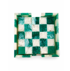 5Pcs Handmade Resin <b>Coaster</b> Set with Holder, Colorful Checkered Drink <b>Coasters</b>, Wholesale <b>Table</b> Decor Home Gift - Product Image 5