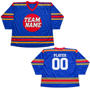 Camiseta de Hockey sobre Hielo Sublimada Azul y Roja Personalizada, Uniforme de Hockey Profesional con Nombre del Equipo, Camiseta Deportiva Transpirable para Hombre - Product Image 3