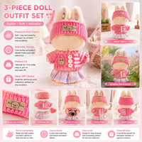 Lafufu – Ensemble tricoté trois pièces personnalisé pour poupées unisexes, pose assise, thème fête, générations 13, accessoires