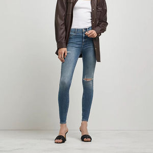 Nouveau design tendance : Jean en denim respirant pour femme, coupe moulante et sexy, effet usé, disponible en grandes tailles. - Product Image 1