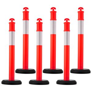 Set di 6 Coni Segnaletici Stradali Resistenti da 48 Pollici con Strisce Riflettenti in PE e HDPE, Base Riempibile, Coni di Sicurezza - Product Image 1