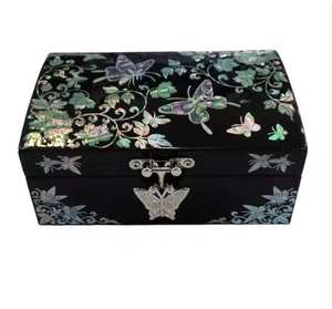 Boîte de rangement pour bijoux en os incrusté coloré, organisateur de souvenirs à carreaux multicolores, boîte cadeau bohème en bois et MDF - Product Image 5