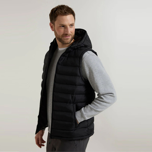 Chaleco Acolchado Personalizado para Hombre, Sin Mangas, Ligero, de Poliéster y Nailon, Color Negro, Chaleco Acolchado de Invierno con Capucha - Product Image 3