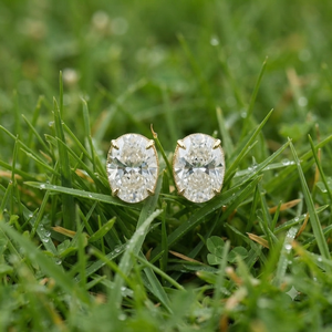 Women's Fashion Jewelry 925 Silver Gold Plated Custom Oval Solitaire CVD Lab Grown Diamond Classic Engagement <b>Fine</b> Stud <b>Earrings</b> - Product Image 6