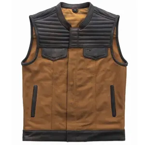 Motorcycle Leather Vest Men's and Women's Lapel Oblique Zipper Waist Drawstring Red Cow Skin Vests Men Cow Skin Leather Biker