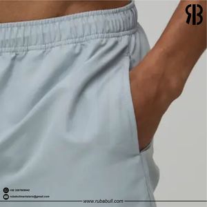 High Quality Men's Light <b>Blue</b> Solid Board Shorts Quick Dry Drawstring Casual Swimwear Short Length Mid Waist Polyester Shorts - Product Image 6