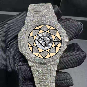 Reloj de Pulsera Personalizado para Hombre, con Diamantes, Caja Cuadrada, Lujoso, de Acero Inoxidable, Esfera Romana Analógica, Cuarzo, Resistente al Agua, 46 mm - Product Image 1