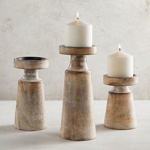 Beautiful Wooden Candle Holder Handcrafted Decorative Accent For Dining <b>Tables</b> Living Rooms And Special Events - Product Image 3