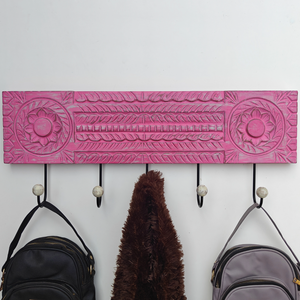 Décoration murale en bois sculpté rose délavé avec 5 crochets, porte-clés, articles de décoration intérieure en bois, personnalisable, en bois d'ingénierie - Product Image 2