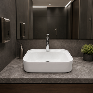 Lavabo Cuadrado para Baño, Diseño Minimalista, Superficie Lisa, Lavabo de Sobremesa, Garantía de 5 Años, Logotipo Impreso con Láser - Product Image 6