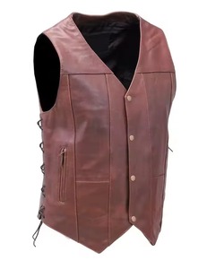 Reasonable price top material Men's Motorcycle Club's Leather <b>Vest</b> anti shrink latest version best Men's Motorcycle Leather <b>Vest</b> - Product Image 1