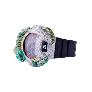 Impresionantes Relojes de Diamantes Moissanite Únicos, Semi-Engastados y con Correa de Goma Negra, Caja Redonda Artística para la Moda - Product Image 2