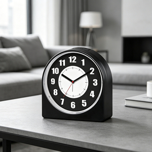 3.7 Inch Modern Silent Alarm <b>Clock</b> with Oversized Bold Dial & Soft Night Light – Sleek Black | Contemporary Bedroom & Office - Product Image 2