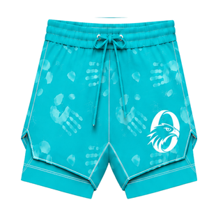 Turquoise White <b>Swim</b> Set Sleeveless Racerback Tank <b>Top</b> with Matching Shorts Lightweight Quick Dry Training Performance Swimwear - Product Image 6