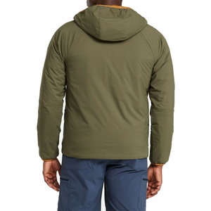 Blouson matelassé à capuche pour homme, couleur unie, imperméable, fermeture éclair, coupe décontractée, extérieur en polyester et nylon, style bomber - Product Image 3