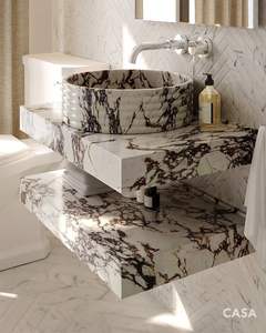 Lavabo de Baño de Lujo Moderno de Mármol Calacatta Viola, Diseño Irregular/Ovalado, con Desagüe, para Uso en Hoteles y Almacenes - Product Image 1