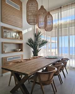 <b>Rustic</b> <b>Wood</b> <b>Dining</b> <b>Table</b> Rectangle 8 Seater Modern Design Stable Solid <b>Wood</b> Furniture for Home <b>Dining</b> Room - Product Image 2