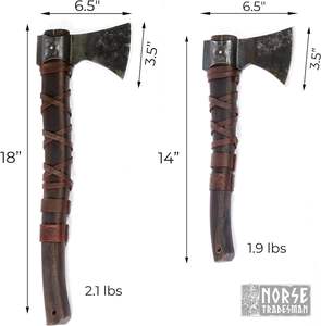 ขวานเหล็กดามัสกัส ด้ามไม้สัก ยี่ห้อ Steel Craft International Tomahawks คุณภาพสูง เกรดอุตสาหกรรม สำหรับตั้งแคมป์ ล่าสัตว์ ขวานเหล็กคาร์บอน - Product Image 4