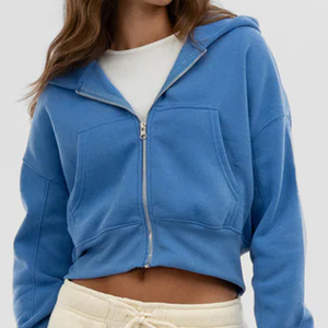 Premium Women Cropped <b>Zipper</b> Hoodie Custom Logo Breathable Fabric Trendy Fit OEM Manufacturing High Quality At Reasonable Price - Product Image 5