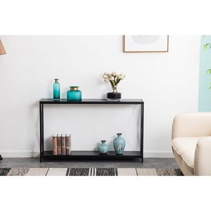 Tavolino da Veranda in Legno Nero con Codice 63804709, Tavolino Laterale per Divano, Pannello in Triamina con Struttura in Ferro Incrociato, Arredamento per Soggiorno - Product Image 2