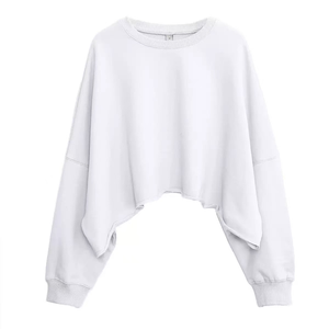 Sudadera con capucha corta de felpa gruesa estilo francés para mujer, estilo americano, informal, de longitud corta, para otoño e invierno, con dobladillo ancho, cálida - Product Image 1