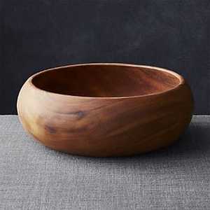 Bol de service artisanal en bois d'acacia avec impression émaillée, vaisselle en bois écologique d'Inde - Product Image 2