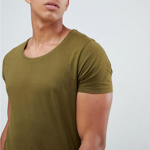 Camiseta de Manga Larga para Hombre, Cuello Redondo, Color Verde Oliva Sólido, Corte Ajustado, Informal, Tejido de Punto, Algodón - Product Image 2