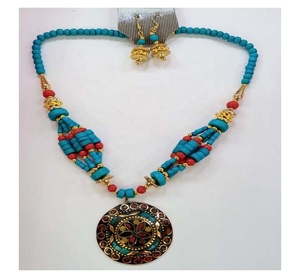 Ensemble de colliers de bijoux de mode de perles d'os de pendentif de mosaïque GC-NK-250-A pour le cadeau de femmes. - Product Image 1