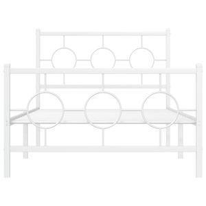 Cadre de lit double en acier blanc, design industriel rectangulaire, lit en métal - Product Image 5