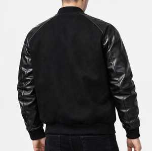Veste universitaire rouge pour homme avec manches en cuir PU noir, coupe classique, fermeture boutonnée, vêtement décontracté pour l'automne - Product Image 5