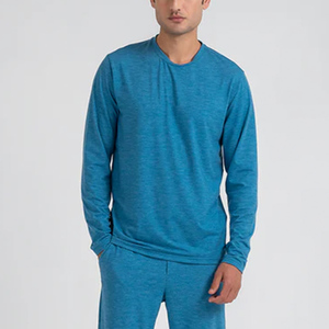 Chemises à manches longues pour hommes personnalisées, haute performance, couleur unie, 100% coton, séchage rapide, légères, t-shirts de sport - Product Image 2