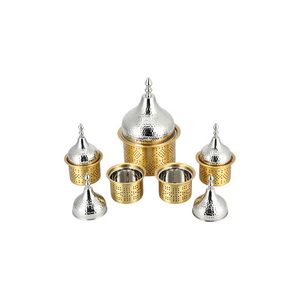 Plateau de service moderne plaqué or de style arabe avec pot, pour décoration de table de Noël, plateau de style Golfe - Product Image 2