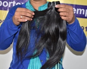 Extensions de cheveux humains de style vague de temple de couleur noire droite à la couleur cambodgienne brute cuticule alignée sans perte de cheveux - Product Image 1