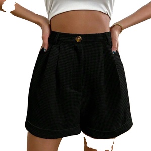 กางเกงขาสั้นเอวสูงแฟชั่นสไตล์เกาหลีสำหรับผู้หญิงใส่ทำงานแบบเรียบง่ายมีเชือกรูดแบบแฟชั่นสไตล์เกาหลีสำหรับฤดูร้อน - Product Image 6