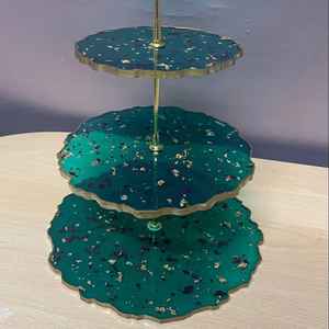 Support à dessert réutilisable de haute qualité, écologique, non toxique, résistant à la chaleur, en résine, pour la présentation de gâteaux et de pâtisseries, design artisanal, pour boulangerie - Product Image 4