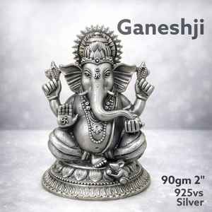 Murti de Ganeshji Plateado, Hecho a Mano, Decoración Religiosa Tradicional para el Hogar, Arte de Mesa, Artesanía Metálica para Sala de Estar - Product Image 2