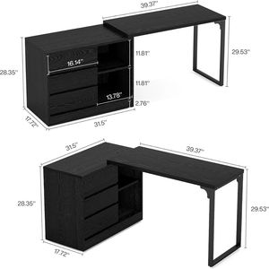 Scrivania angolare a L con contenitore per spazi ridotti, scrivania per computer - Product Image 6