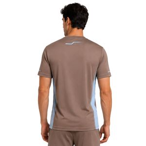 T-shirt de sport pour homme, couleur taupe et bleu ciel, à séchage rapide, pour la course à pied, la salle de sport, l'entraînement, personnalisable avec impression - Product Image 2