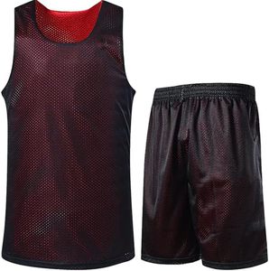 Conjunto de Camiseta de Baloncesto Transpirable de Malla para Hombre, Chaleco sin Mangas, Pantalones Cortos con Cintura Elástica y Correa Ajustable, Nombre del Equipo Personalizado, Rojo Deportivo - Product Image 3