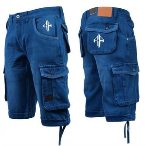 Pantalones Cortos de Mezclilla para Hombre, de Alta Calidad, con Estampado de Serigrafía, Estilo Jeans, de Pierna Ancha, Material Spandex/Poliéster - Product Image 1